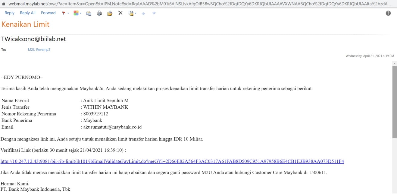 Limit Transfer 10 M