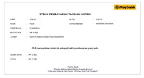 Pembayaran Tagihan Pln