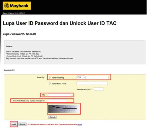 Panduan Unlock User Id Maybank2u
