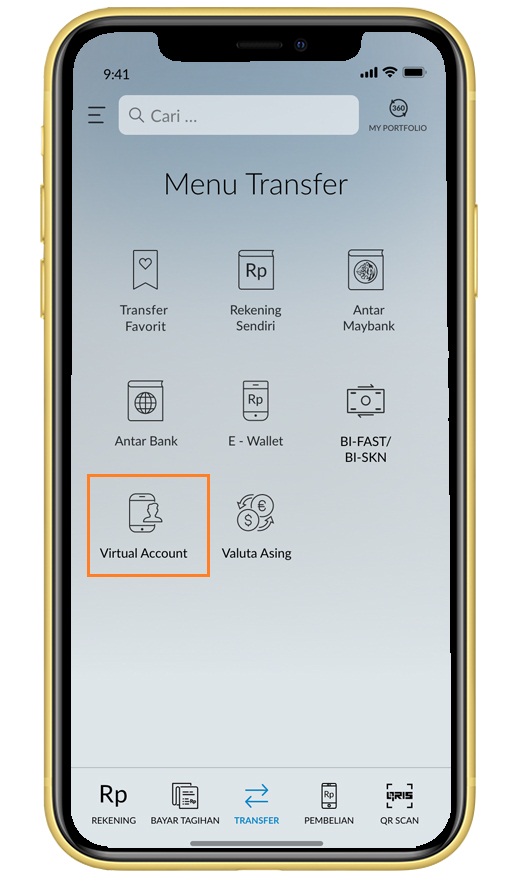 Panduan transfer virtual account via M2U ID Web