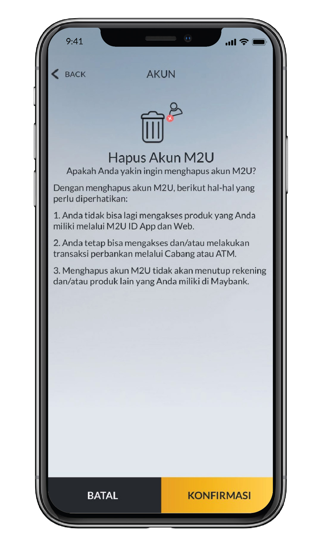 Penutupan Akun M2U ID App